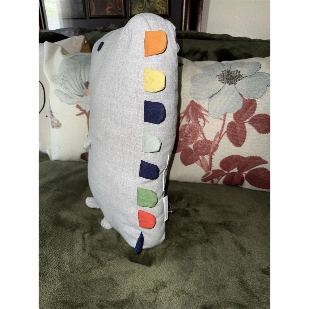 Pottery Barn Kids Dino Color Scales Pillow Cotton Chambray Accent No Lights‎